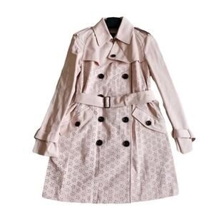 NWT Coach Womens Trench Coat Blush Pink with Broderie Anglaise Detail Size XS